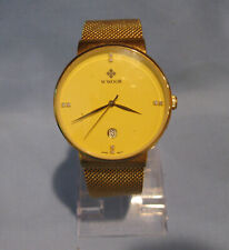  LARGE DIAL W WOOR FASHION WATCH - WORKING - NEW BATTERY picture