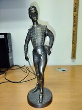 Vintage Bronze Napoleonic War  French Hussar Soldier Military Statue 14” picture