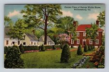 Williamsburg VA-Virginia, Garden View George Wythe House, Vintage c1949 Postcard picture