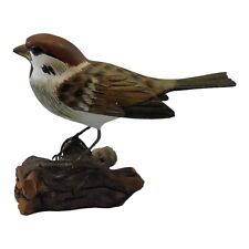 Vintage Wooden Hand Crafted Sparrow Bird on Branch READ  picture