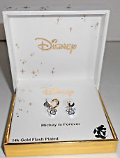 Disney Mickey Mouse 14K Gold Flash Plated Mickey Is Frorever Earrings NIB picture