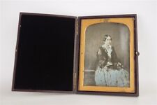 Daguerreotype Photograph Woman in Lace Tinted Antique 1/2 Plate w/ Case picture