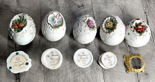 Vintage Lenox Porcelain Eggs Lot of 6 with Stands Birds Flowers Decorative 1990s picture