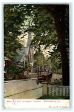 c1910 Main Street And Unitarian Church Brattleboro Vermont VT Antique Postcard picture