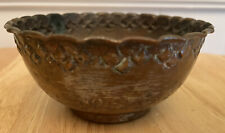 Antique Egyptian Etched Metal Bowl Planter Scalloped Edge 5.5” Diameter RARE MM picture