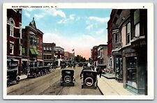 Johnson City NY Main Street Scene Old Cars People New York Vintage Postcard 403 picture