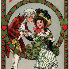 c1910s To my Derr Valentine Embossed HBG Art Old World Fashion 1700s PC A243 picture