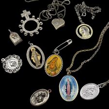 Lot of 10 Vintage Religious Catholic Saints Virgin Mary Pendants Necklaces picture