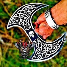 MDM Custom handmade forged Vintage Double Bit Axe Blade Head Beautiful Engraved  picture
