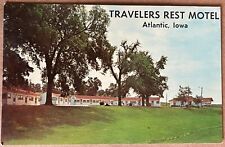 Atlantic Iowa Travelers Rest Motel Postcard c1950 picture