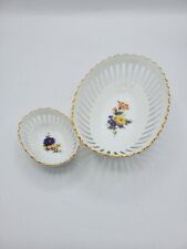 Reticulated 2 Pcs Oval Bowl Set 24k Stamped MPM Reine Handarbeit Germany picture