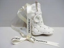 2012 PANDORA STOCKING CHRISTMAS ORNAMENT Charm Ltd Edition White Porcelain Boot picture