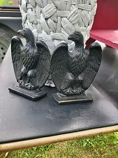Vintage EMIG Cast Iron American Eagle Book Ends Black Very 1188 picture