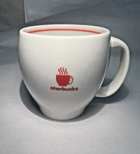 2004 STARBUCKS Abbey Barista Mug White RED Steaming Coffee Cup Logo Red Trim picture