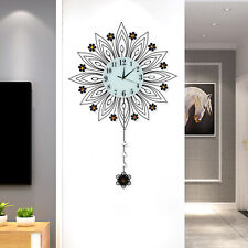90*64cm Pendulum Wall Clock Non-Ticking Flower Shape Wall Clock Living Room Deco picture