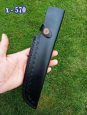 Large Leather Fixed Blade Bowie Knife Belt Sheath Black Leather Knife Holster picture