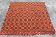Vintage Handmade Wool Reversible Welsh Blanket Tapestry Bedspread 193x173 cm picture