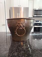 Antique Russian Pre Revolution Large Brass Pot w Lion Head Handles picture