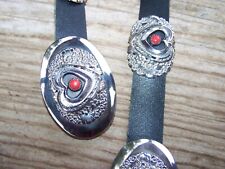 B CAYADITTO BC Signed Native Coral Inlay HEART Detailed Navajo Concho Belt picture