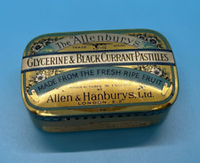 Vintage Tin Allenbury's Pastilles Glycerine Black Currant Box London Hinged Lid picture