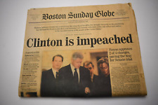 Clinton is Impeached Boston Globe Dec 20 1998 President Historic Newspaper picture