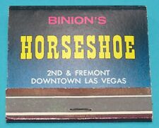 Binion's Horseshoe Las Vegas, NV. Vintage Front Strike Casino Matchbook Unstruck picture