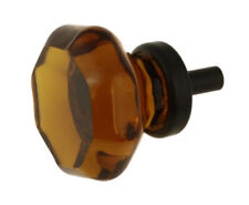 (5 Pack) 1-3/8 inch Octagon Cut Glass Knob Root Beer with Oil Rubbed Bronze picture