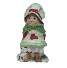 Vintage Christmas Caroler Jasco Girl Puppy Potpourri Pomander Porcelain Caroling picture