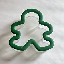 Gingerbread Man Christmas Cookie Cutter Mold Green Clear Plastic 1” Deep picture