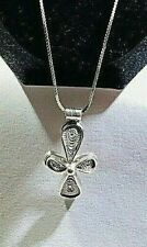 Sterling Silver Cross Necklace Christian Religious Silver Pendant Filigree VTG picture