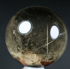 37mm Natural white Ghost & Hair Rutilated Crystal Ball SPHERE Quartz Specimen picture