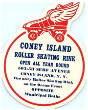 Vintage 1940s Roller Skating Rink Sticker Coney Island NY picture