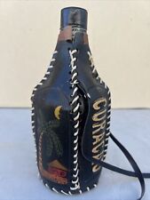 Vintage Genuine Leather Covered Wine Bottle Spanish HandCrafted Design picture