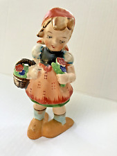Vintage Porcelain HandPainted  Dutch Girl with Flower Basket Occupied Japan picture