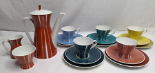 Colorful Striped ROSENTHAL Mid-Century Modern Tea Set for 5, Loewy MCM, 1950s picture