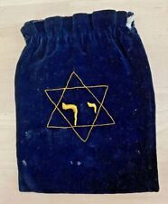 Antique Russian Tefillin Bag Hand Embroidered Black Velvet Star of David Wow picture