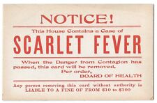 1930's Scarlet Fever Notice Quarentine Infectious Disease Sign Red Letters picture