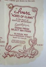 Vintage Seafood Restaurant Souvenir Place Mat Ivar's Acres of Clams Seattle WA  picture
