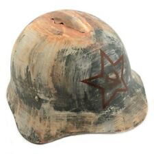 Russian M36 SSh-36 World War Two Helmet with Hammer and Sickle Winter Cammo picture