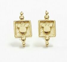 Vintage Mickey Mouse Head Framed Gold Disney Drop Pierced Square Earrings B840 picture