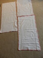 VINTAGE LOT OF 3 DOILIES TABLE TOP RUNNERS PINK EDGE 16 X 32 16 X 35 16 X 29.5