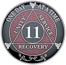 AA 11 Year Coin, Silver Color Plated Medallion, Alcoholics Anonymous Coin picture