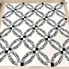 Handmade Double Wedding Ring Cotton Sewing Patchwork Queen Size Quilt top/topper picture