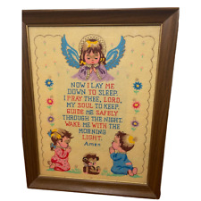 Vintage The Lords Prayer Childs Prayer Framed Wall Decor Hand Painted picture