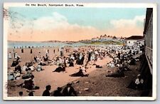 On The Beach Nantasket Beach Mass C1925 WB Postcard N12 picture