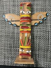 Vintage 1971 Native American Carved Souvenir Painted Rare Indian Wood Totem Pole picture