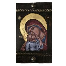 Virgin Mary Panagia Glykofilousa Handmade Wooden Christian Orthodox Icon picture