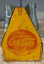 1940's WW ll Coca Cola 6 Bottle Wood Carrier w/War Wings picture
