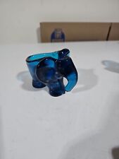 Vintage Mid Century Blue crystal Glass Elephant Ashtray picture