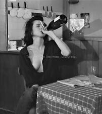 Wasted Woman Drunk Drinking Wine Girl Booze Photo Vintage Print Bar Cart E056 picture